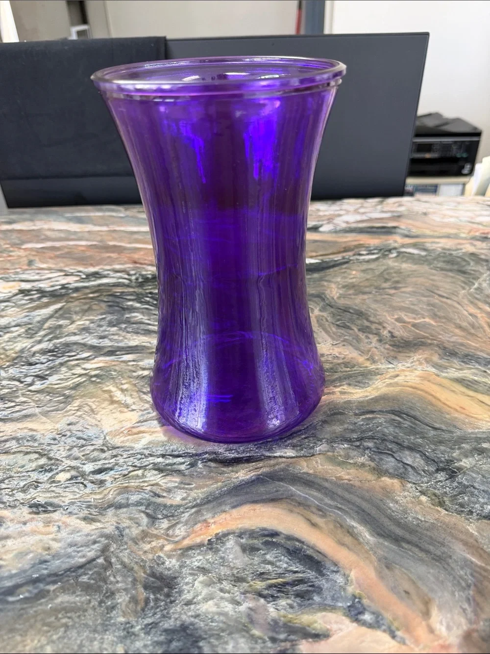 Deep Purple Glass Vase — Elegant Curved Accent for Home